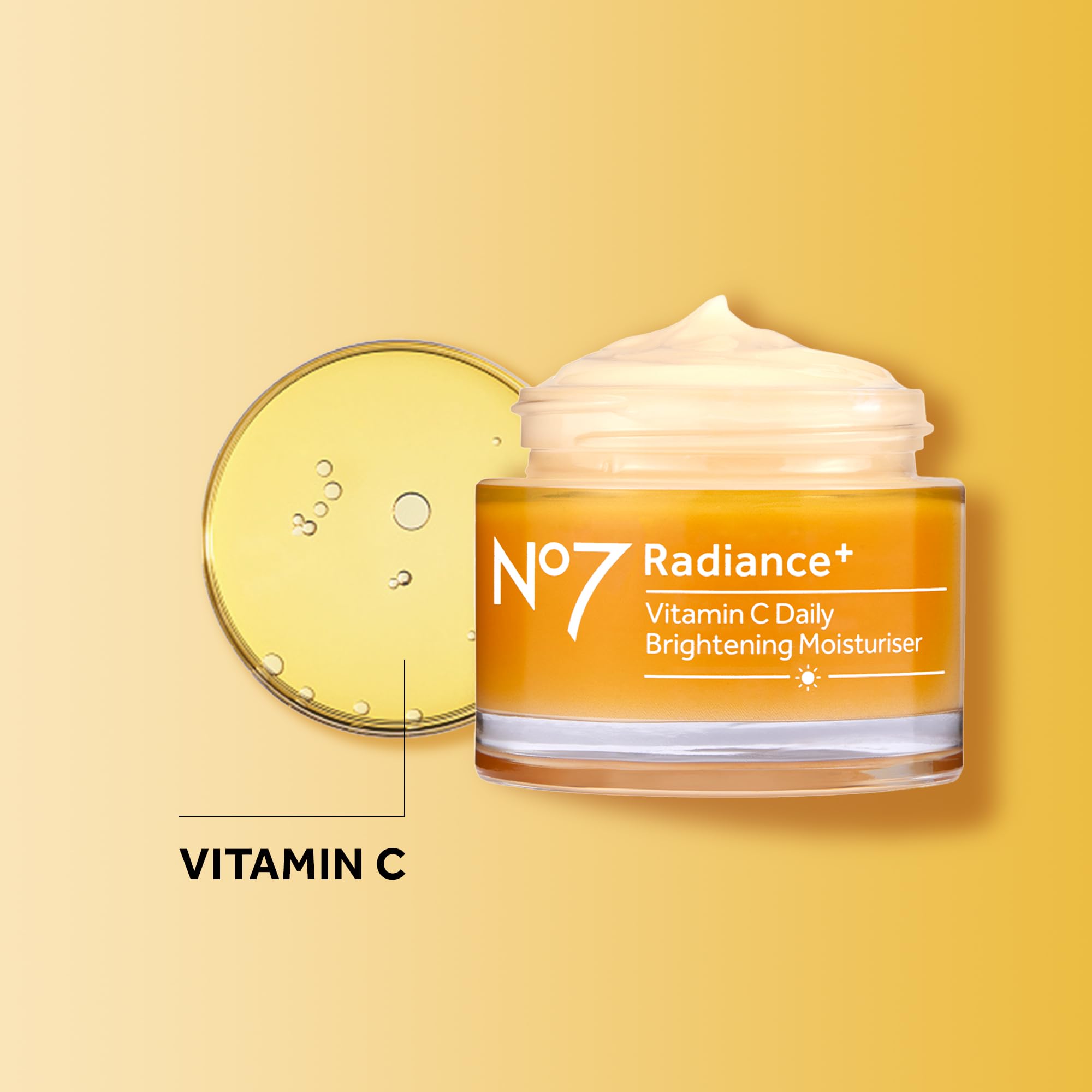 No7 Radiance+ swirl on skin shows fast absorption and non-greasy finish.