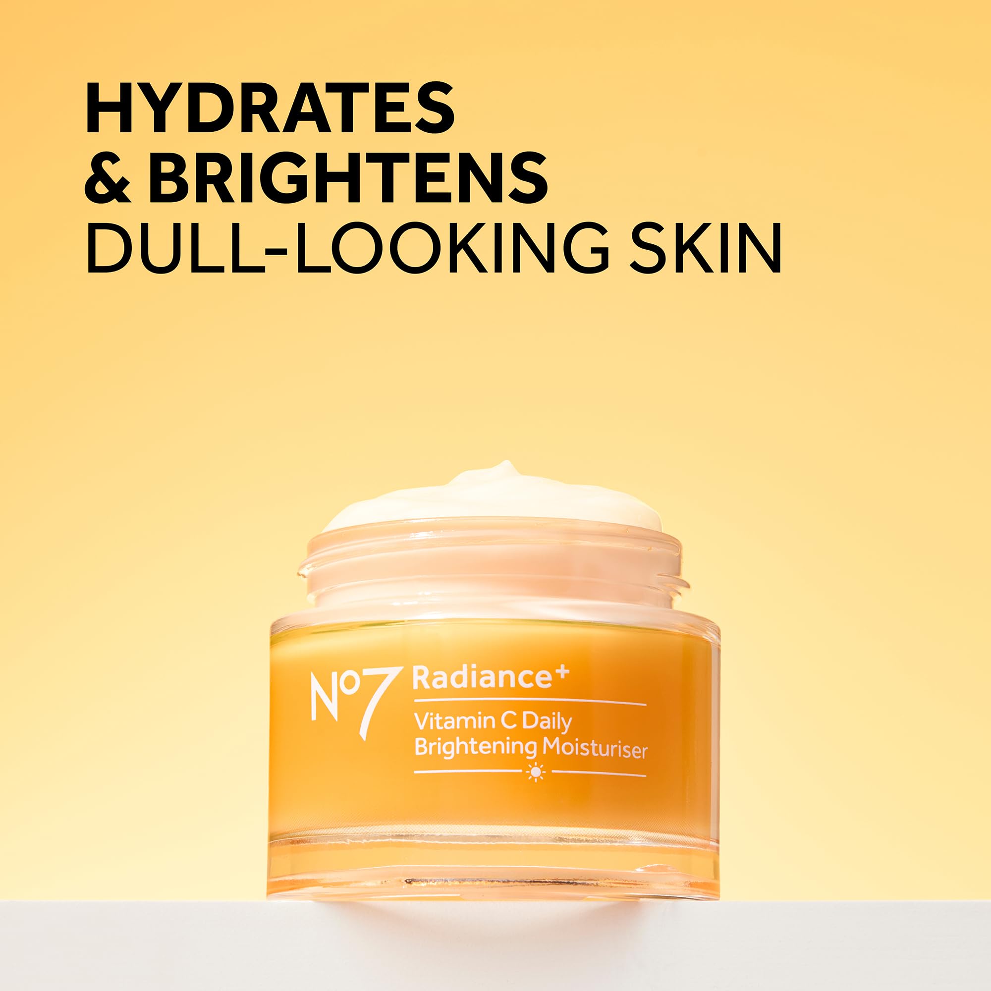No7 Radiance+ moisturiser close-up shows texture and smooth finish.