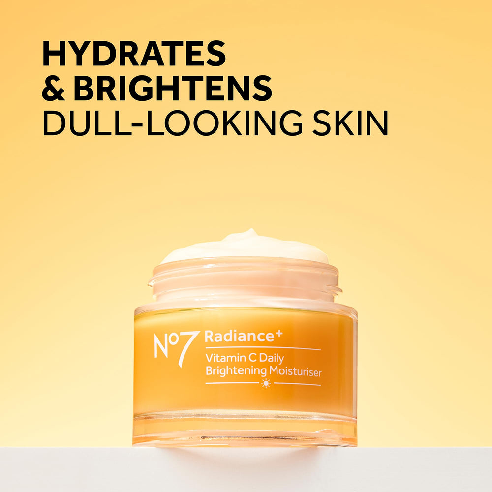 No7 Radiance+ moisturiser close-up shows texture and smooth finish.