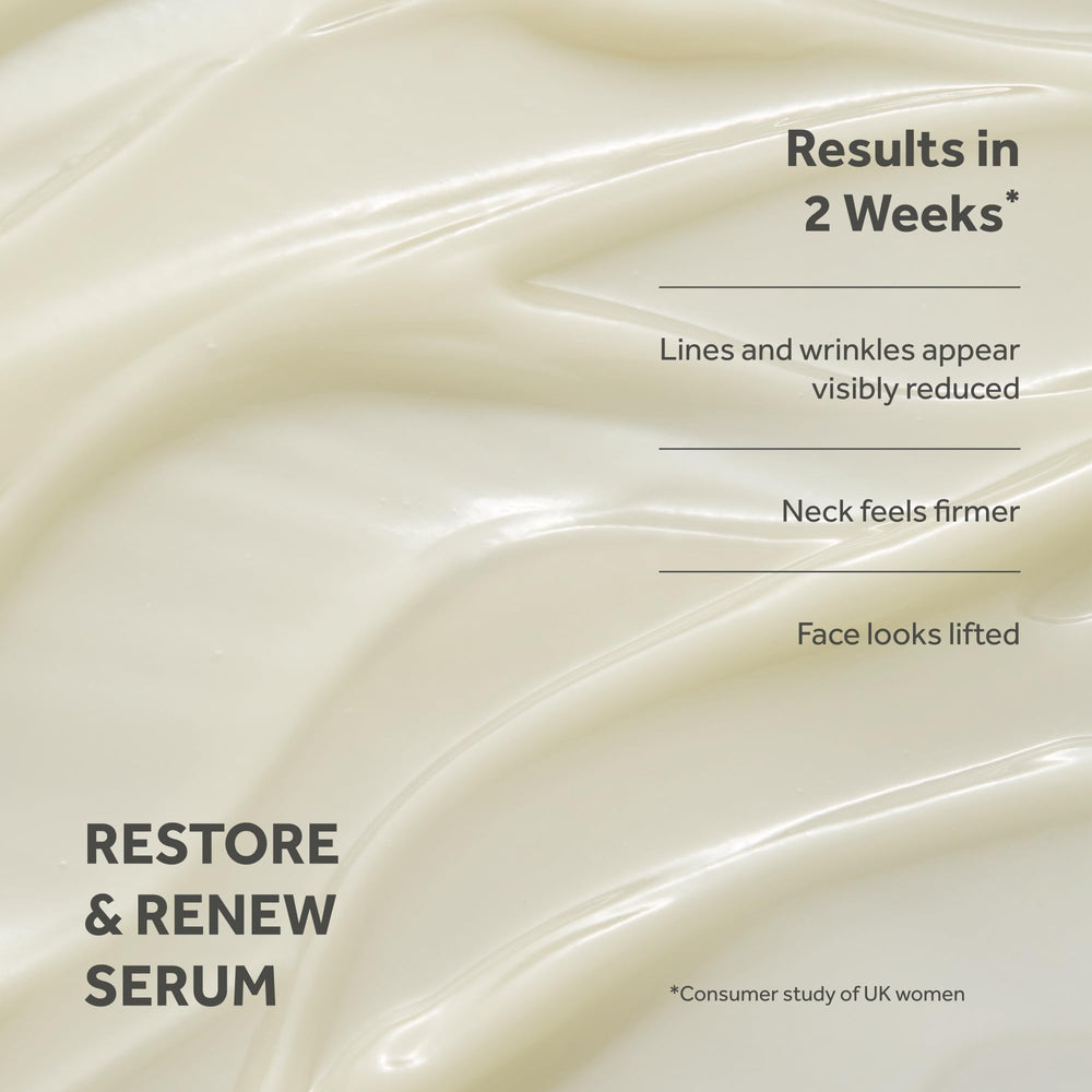 No7 Restore & Renew hyaluronic acid drop close-up showing hydration boost