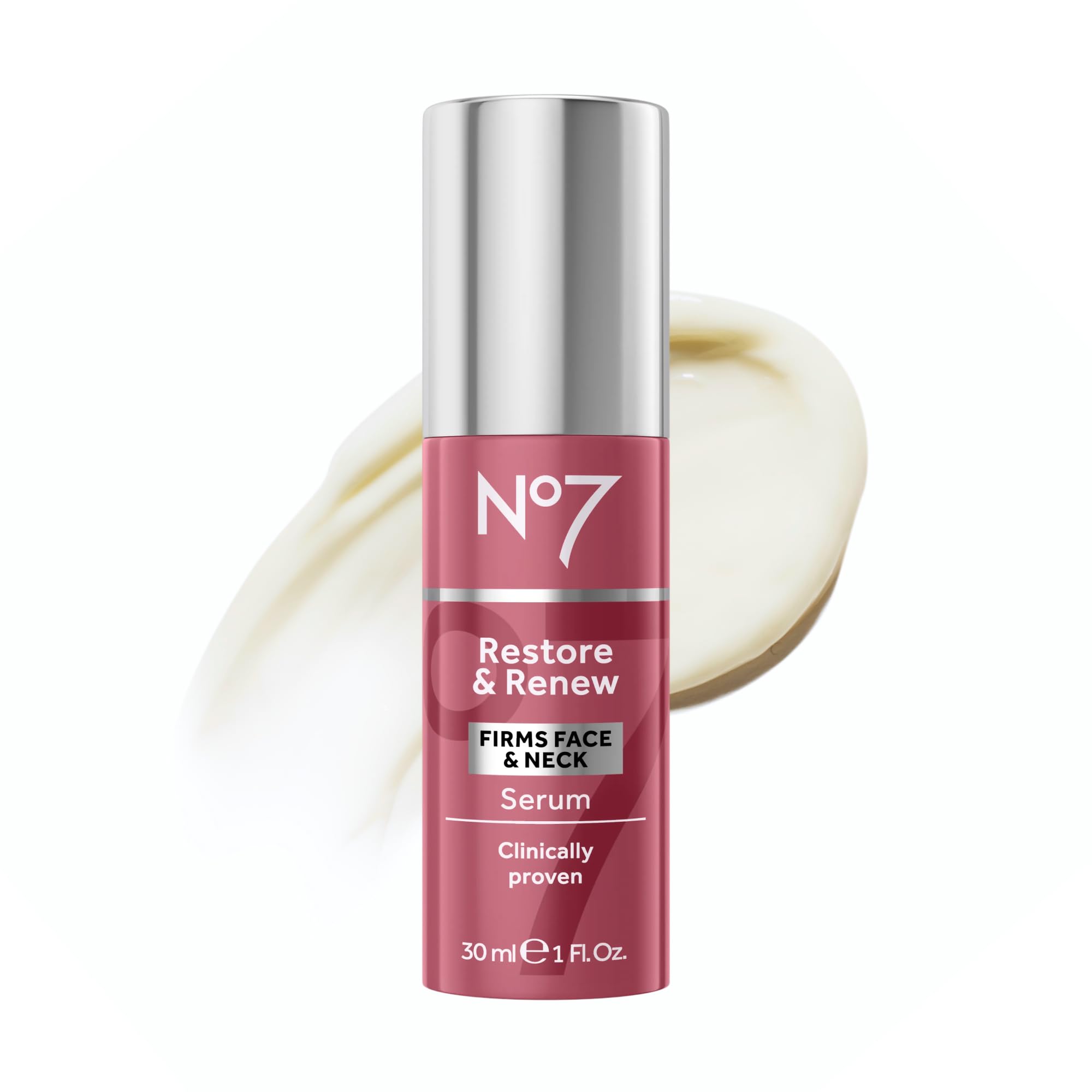 No7 Restore & Renew serum bottle close-up for daily hydration