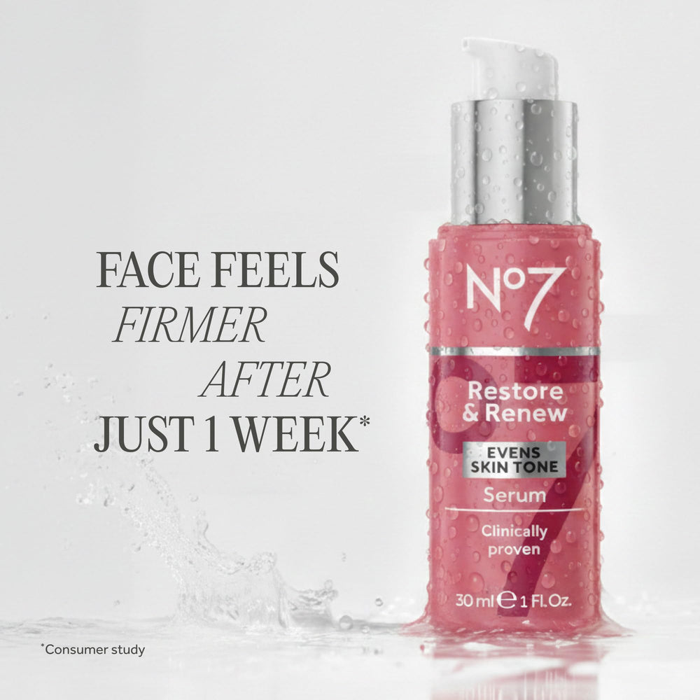 No7 Restore & Renew serum on the neck area to help lift