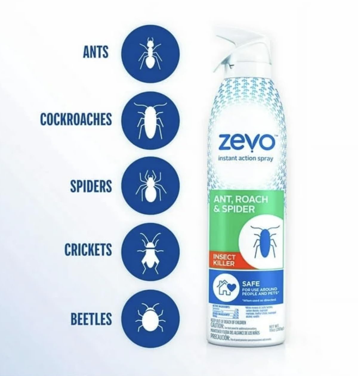 Close-up of NOASR Zevo label highlighting pet-friendly design