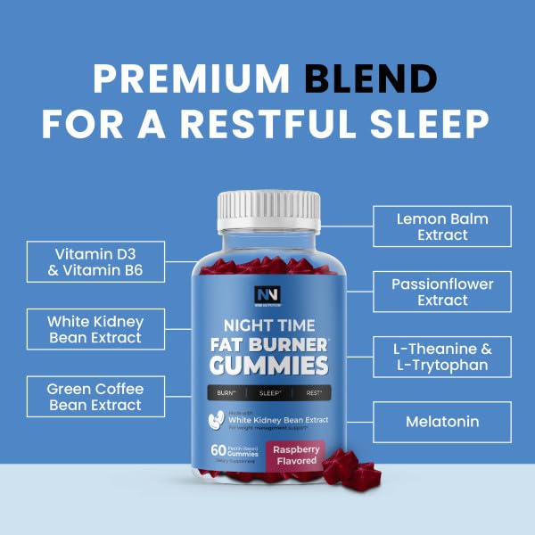 Nobi Night Time Fat Burner gummies with melatonin imply restful nights.