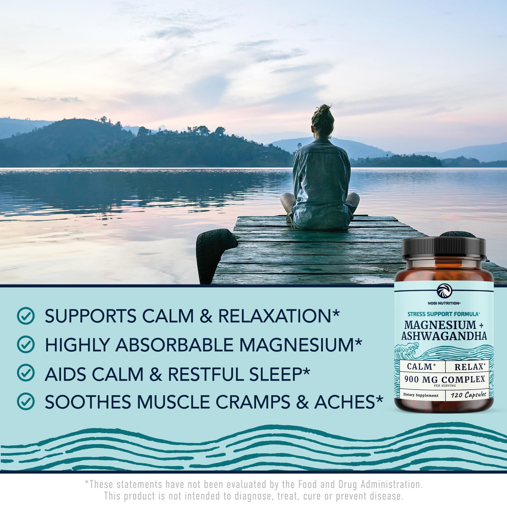 Nobi Nutrition Ashwagha root visual highlights natural stress-relief source