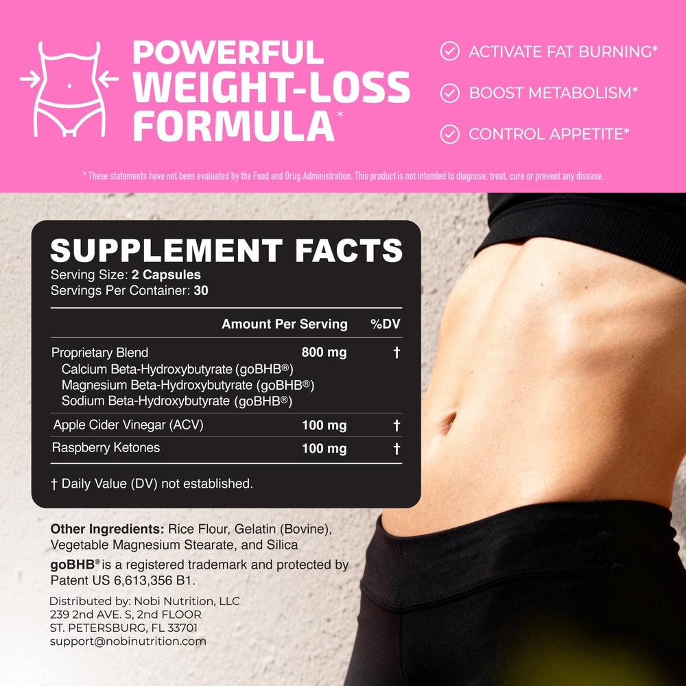 Nobi Nutrition fat burner and metabolism boost capsules for an active day