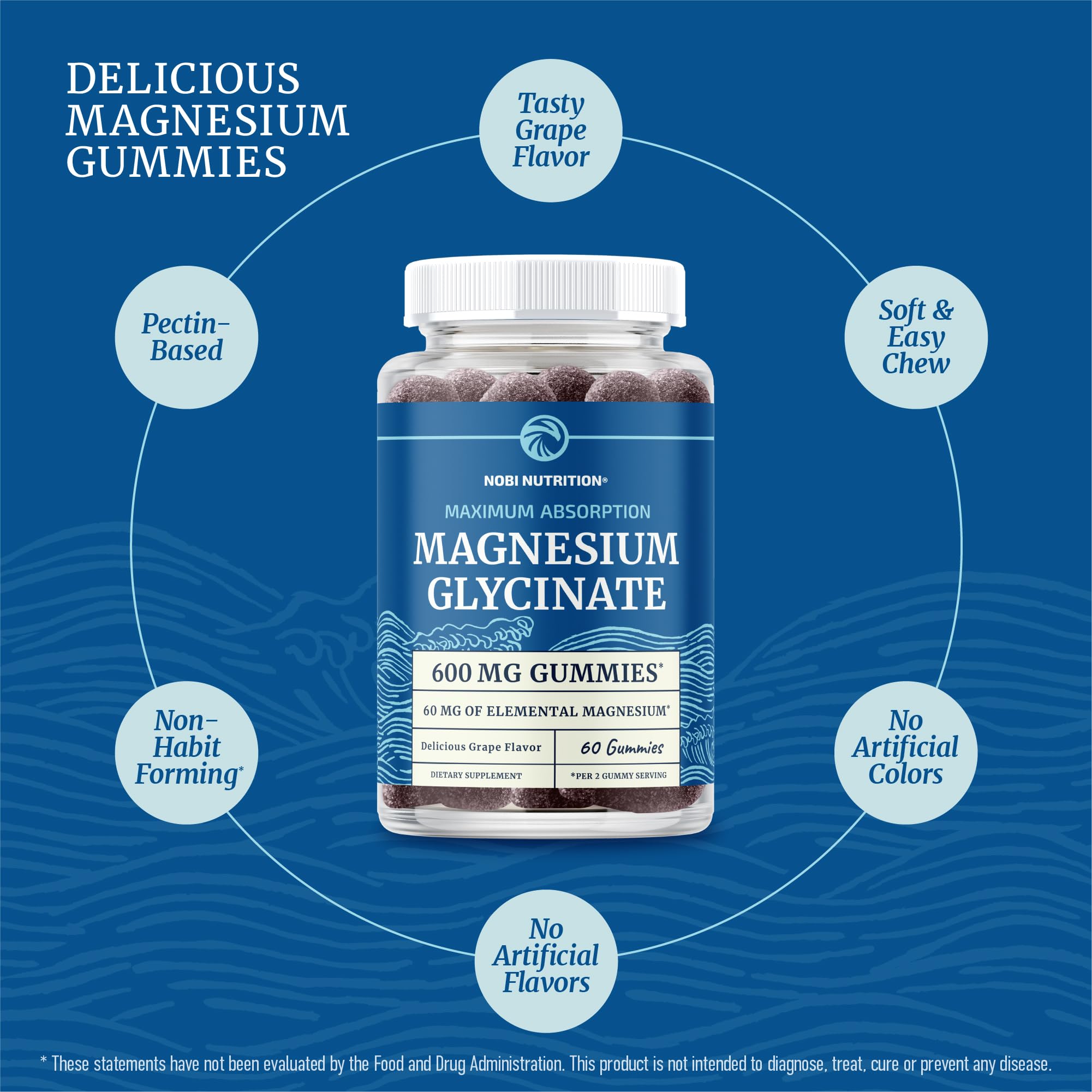 Nobi Nutrition Magnesium Glycinate Gummies family-friendly use for calm evenings.