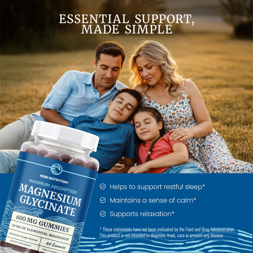 Nobi Nutrition Magnesium Glycinate Gummies soft chewy texture close-up for easy daily wellness.