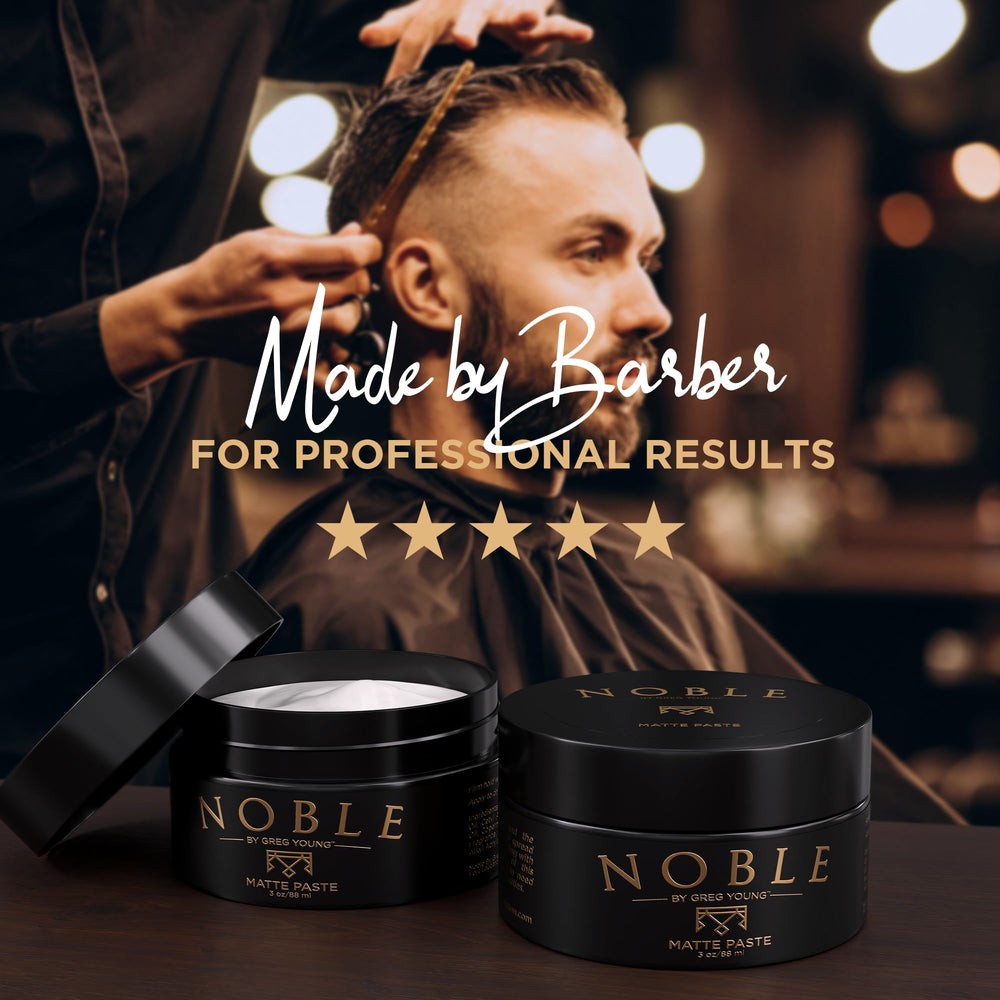 Noble By Greg Young matte paste on hair ends with a dry matte finish.