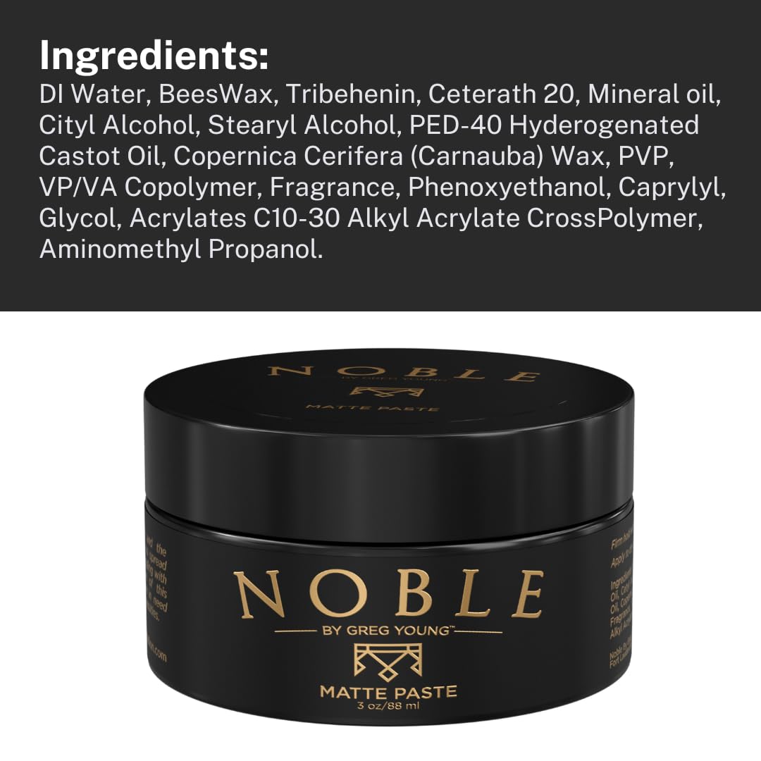 Noble By Greg Young USA-made paste packaging highlights local craftsmanship.