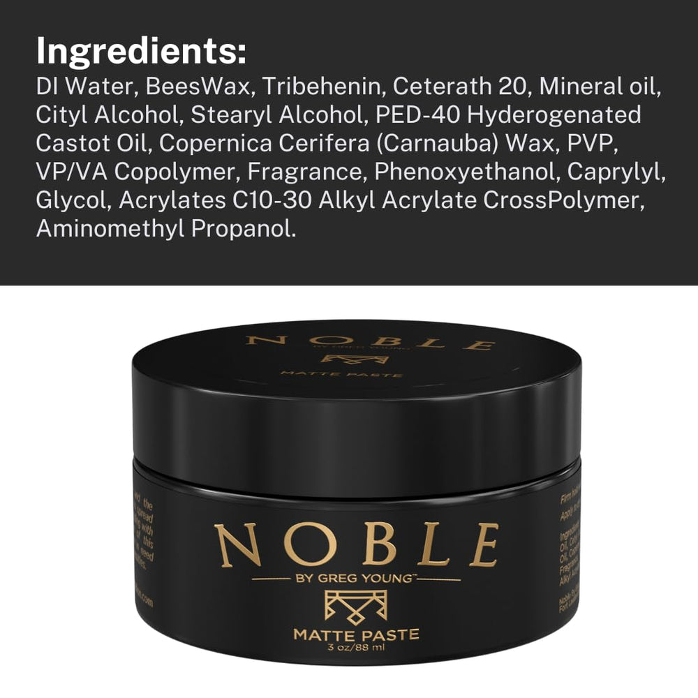 Noble By Greg Young USA-made paste packaging highlights local craftsmanship.