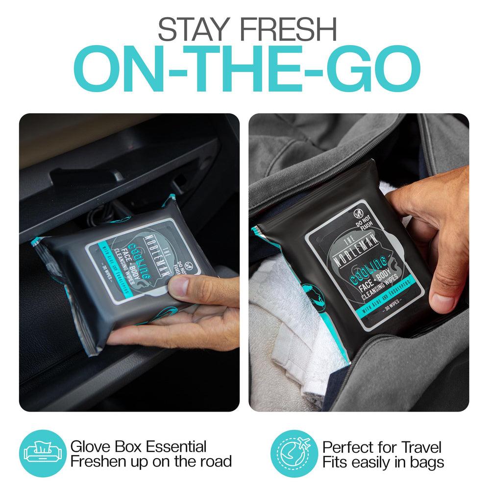 The Nobleman wipe quick-dry action demonstrates fast evaporation of moisture.
