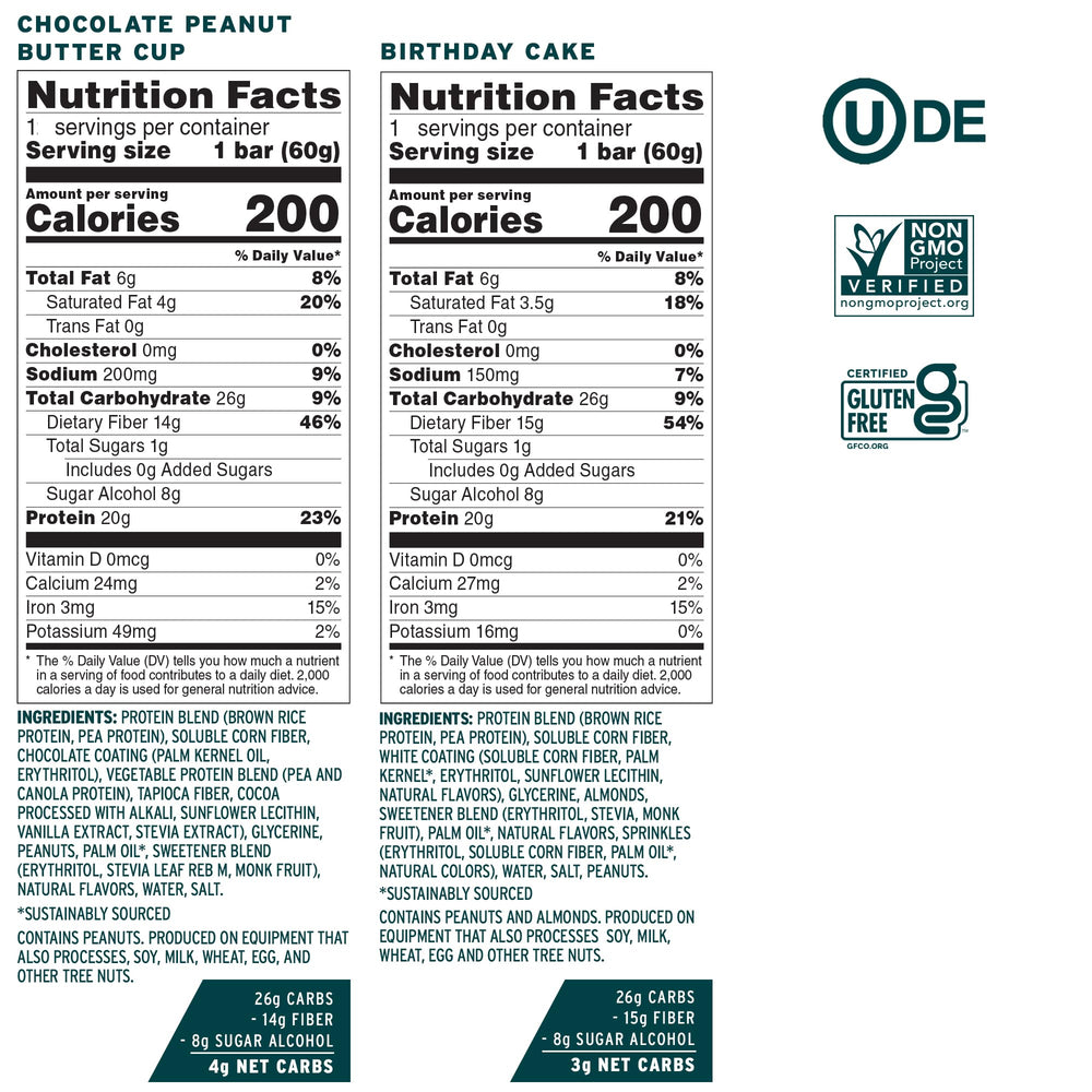 No Cow dipped variety pack hero pack with plant-based nutrition on colorful wrappers