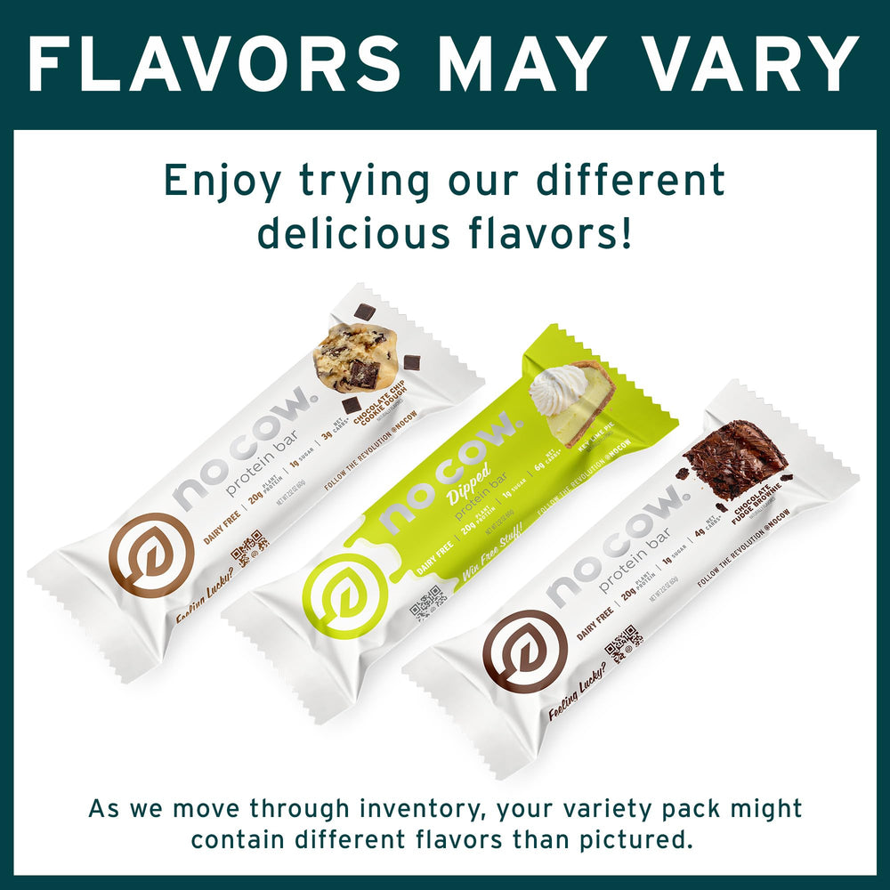 No Cow nutrition facts panel emphasizes 20g vegan protein per bar