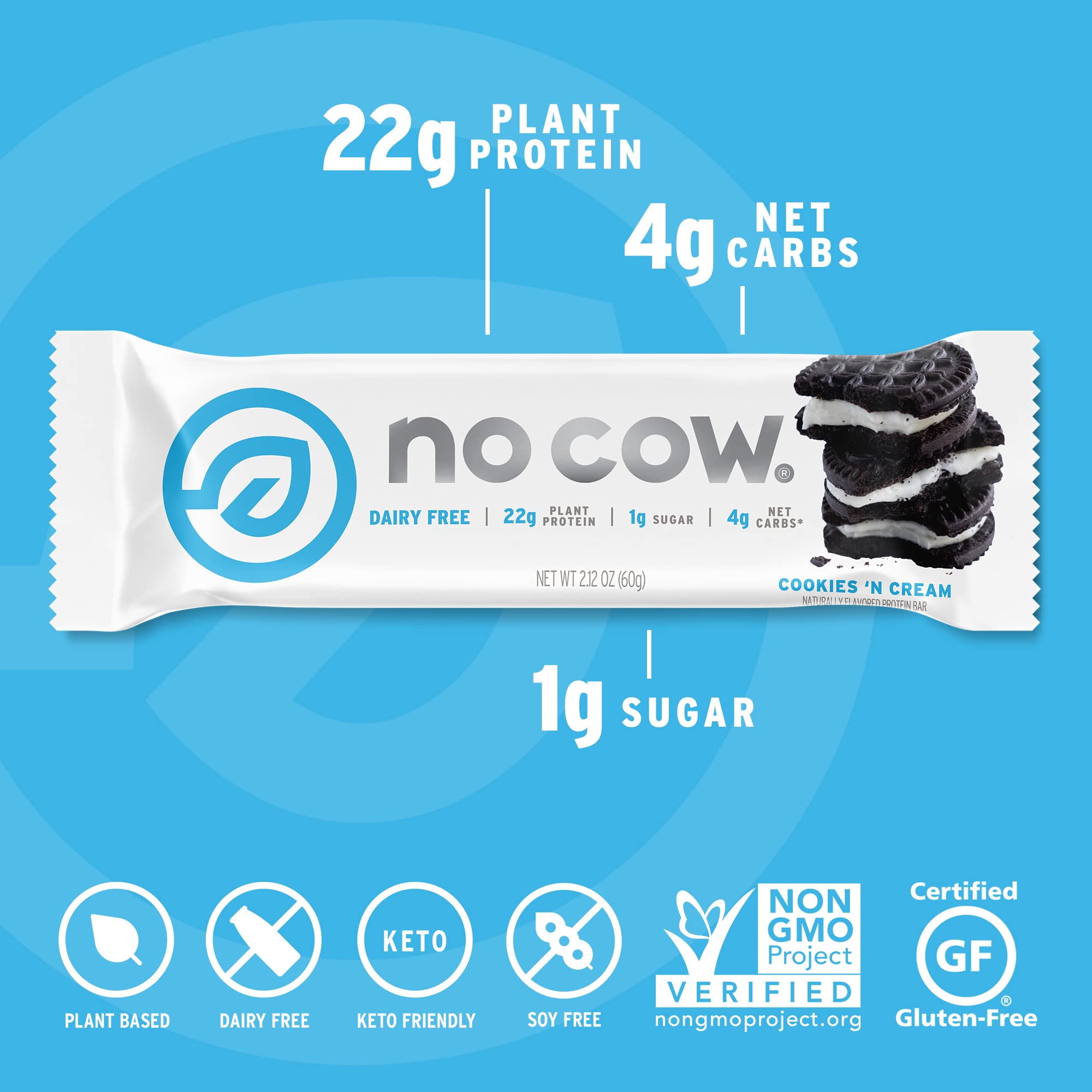 No Cow Upgraded Cookies-n-Cream bar crumb close-up with chocolate pieces