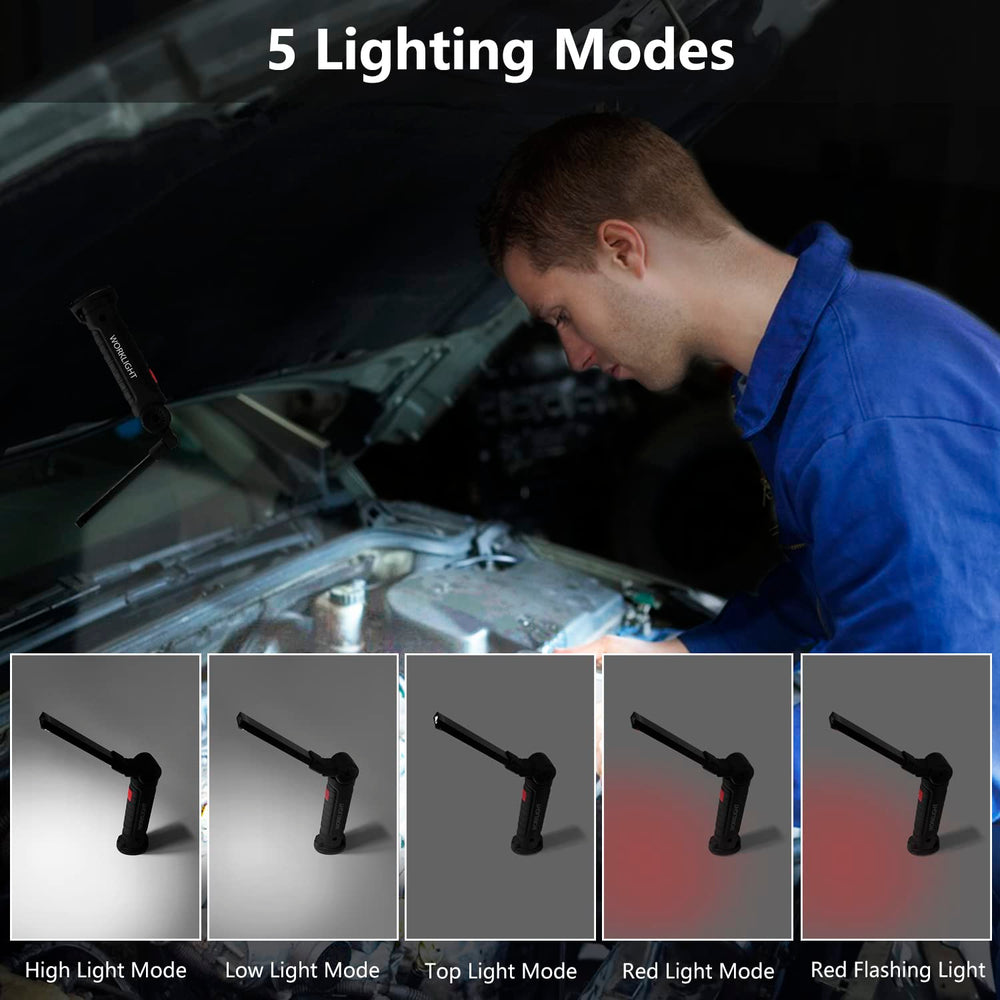 NODINIHU light showing 360-degree rotation to illuminate tight corners.
