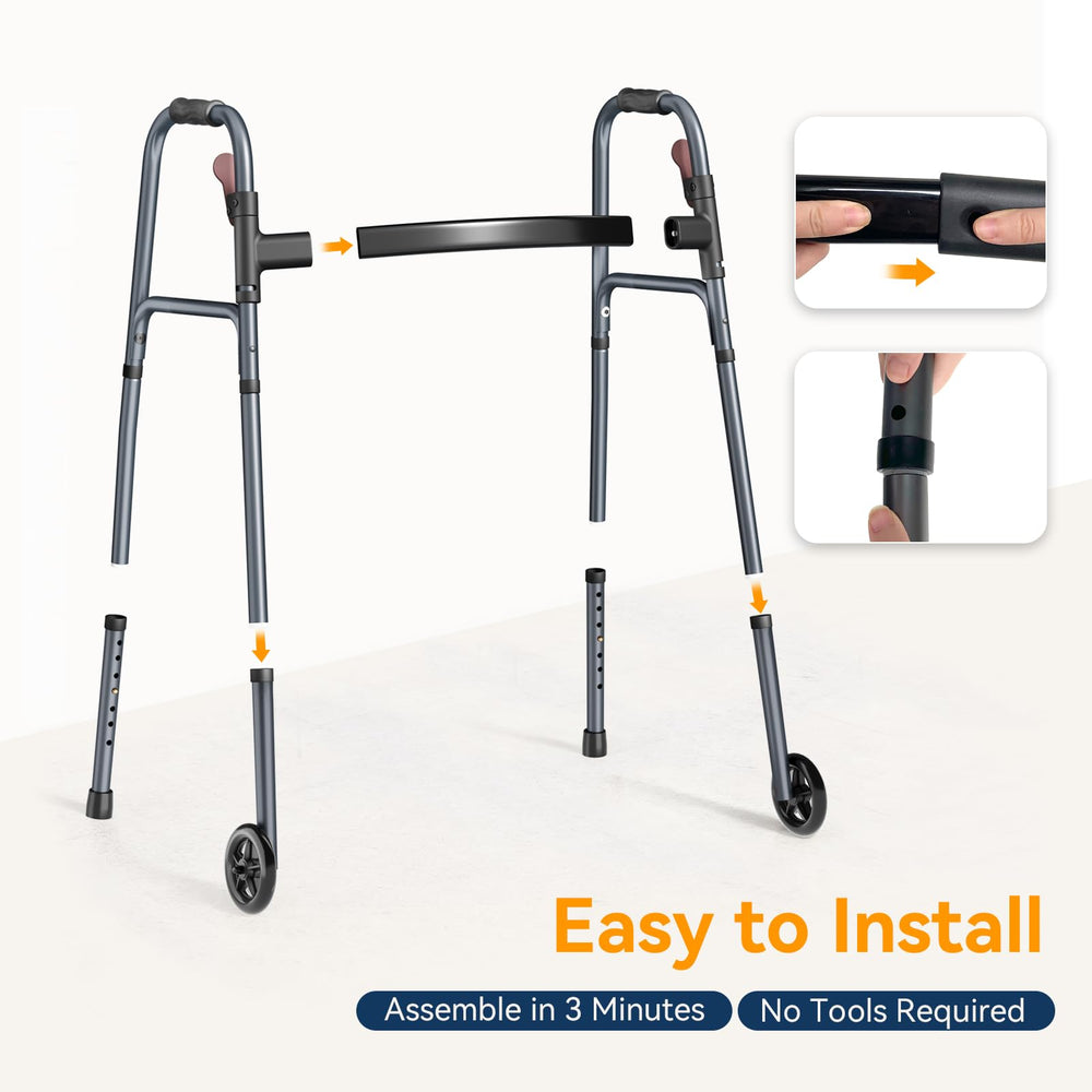 Noerishia folding walker 26-inch base provides added stability.