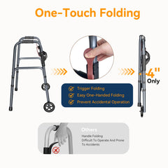 Noerishia folding walker anti-slip pads for safer indoor use.