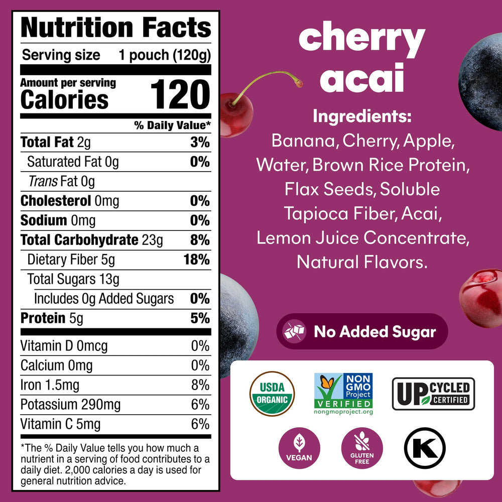 NOKA Cherry Acai smoothie pouch for travel-friendly nutrition