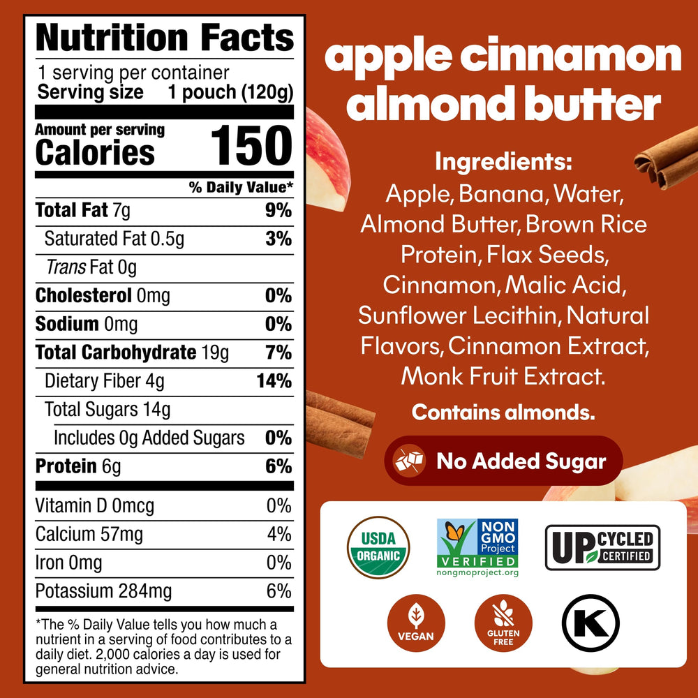 NOKA fruit smoothie pouch almond butter, convenient plant-based energy