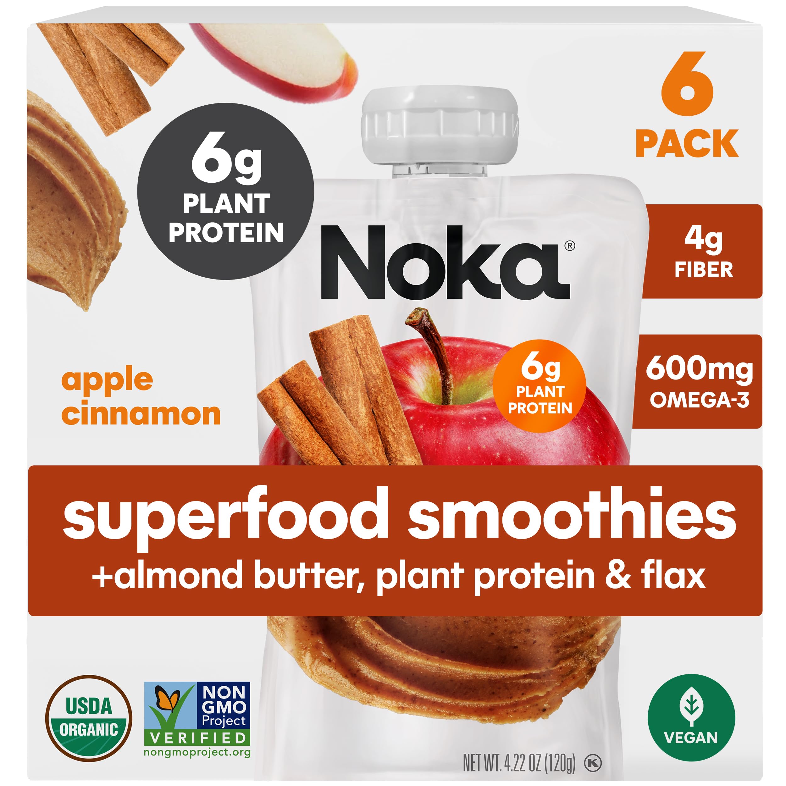 NOKA smoothie pouch with apple cinnamon for on-the-go breakfast