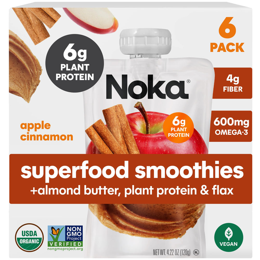 NOKA smoothie pouch with apple cinnamon for on-the-go breakfast