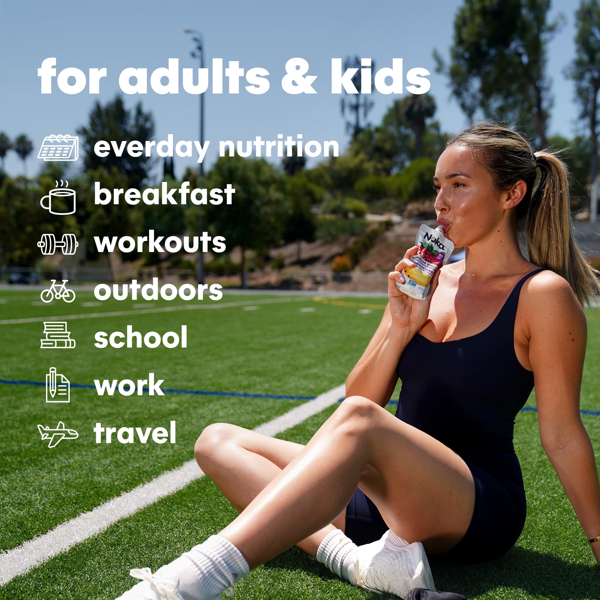 NOKA pouch nutrition panel highlighting plant protein and fiber.