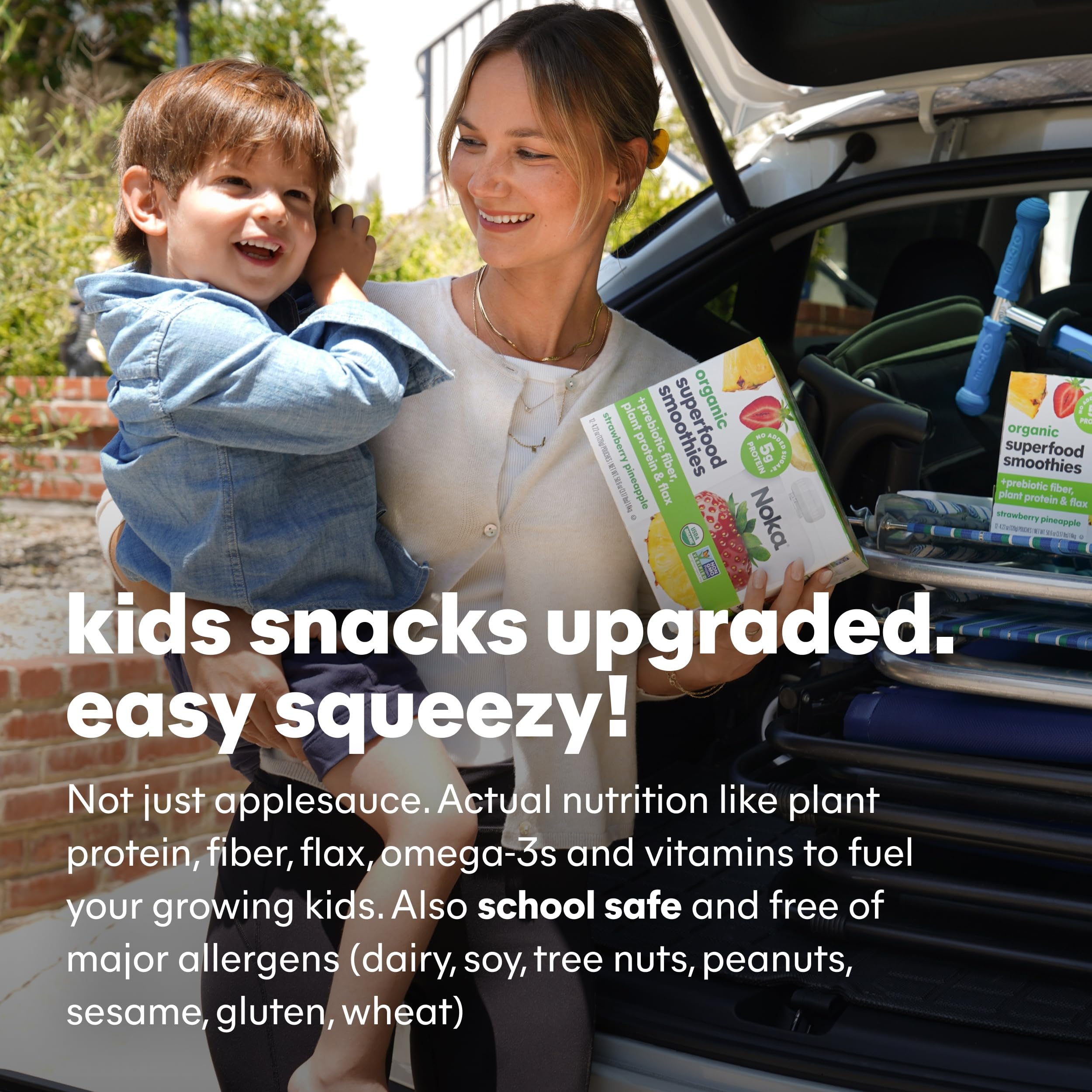 NOKA Smoothie pouch in hand for travel-friendly nourishment.