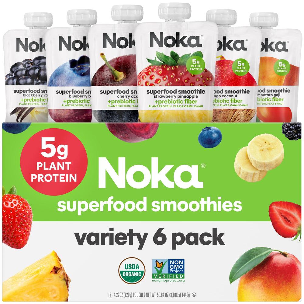 NOKA strawberry-pineapple smoothie pouch for on-the-go breakfast option
