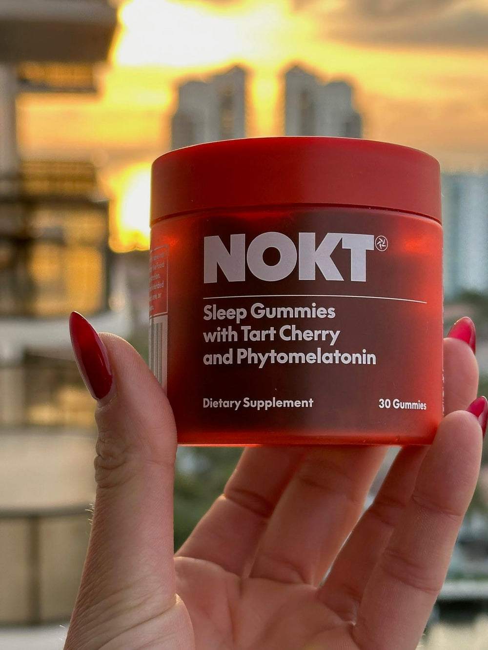 Chewed NOKT Sleep Gummies on a plate illustrating a simple nightly habit.