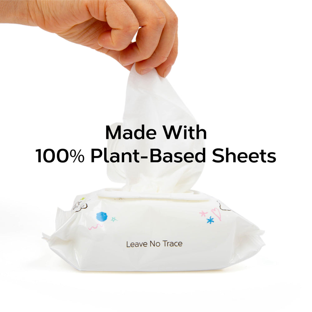 Nolla wipe label highlighting saline, Aloe, and Vitamin E for soothing skin.