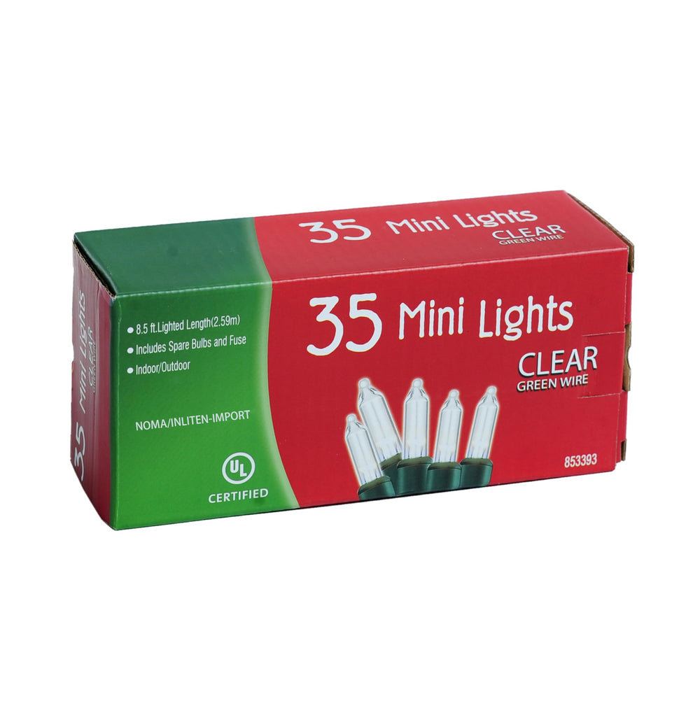 NOMA INLITEN IMPORT 35-count clear lights in box for easy storage and setup.
