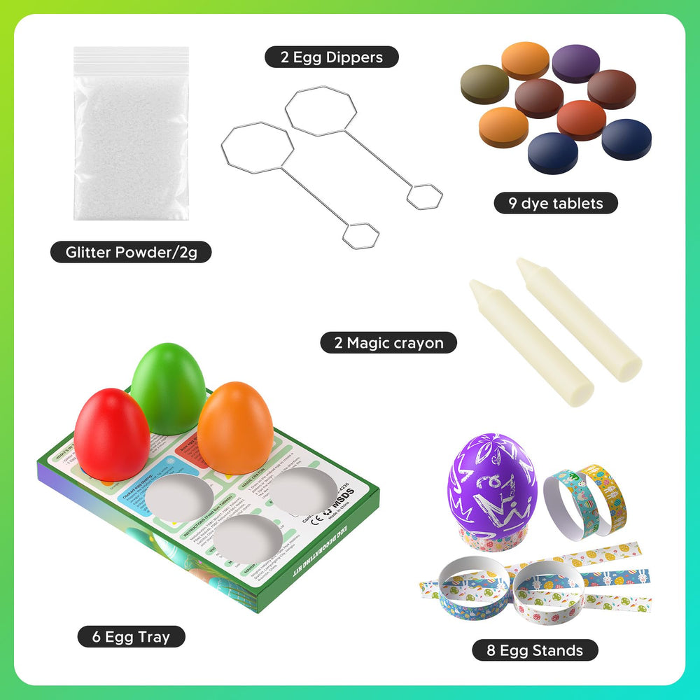 Nomeca dye tablets close-up showing vibrant colors for bold egg designs