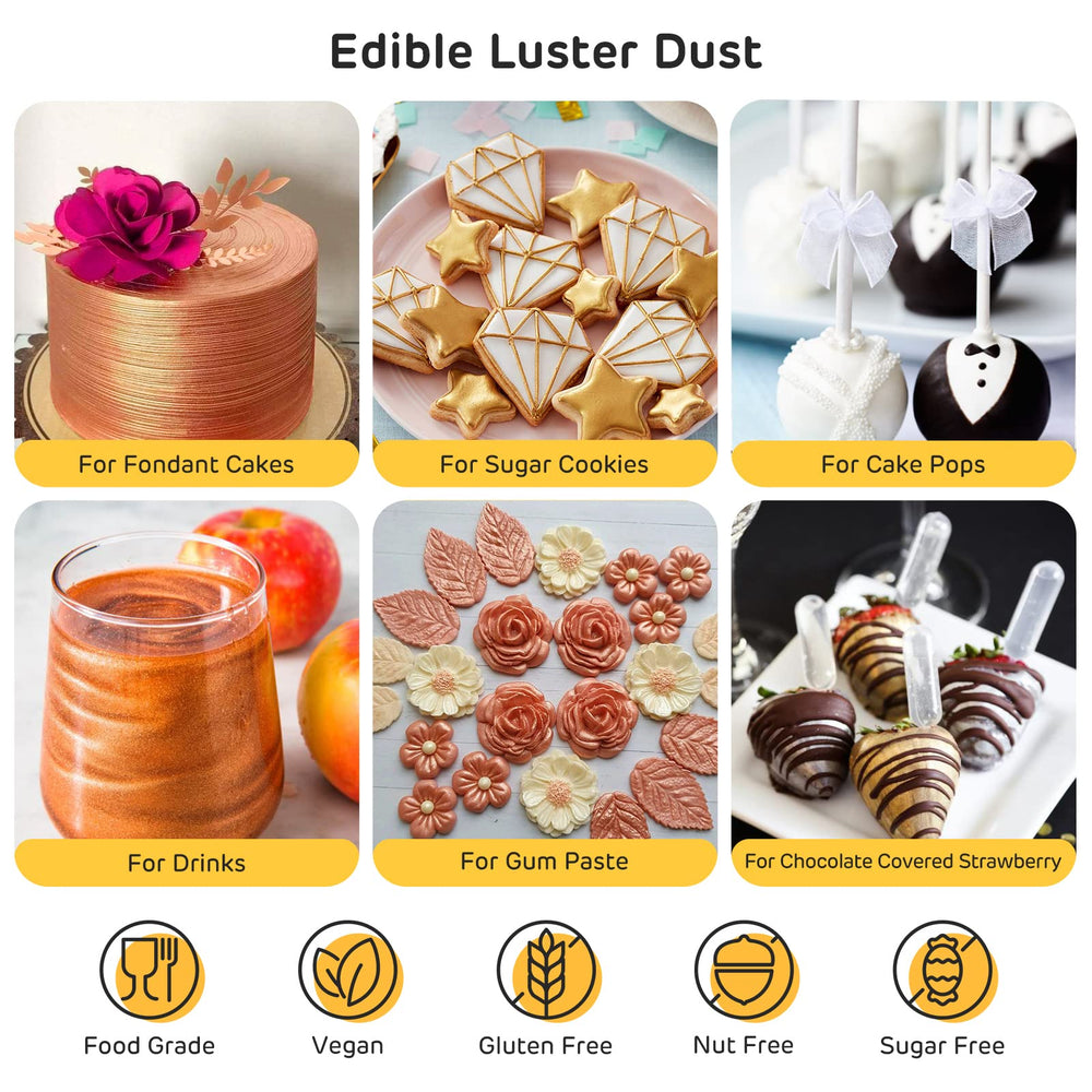 Nomeca luxury dust gold shimmer enhances fondant and gumpaste with subtle metallic gloss.