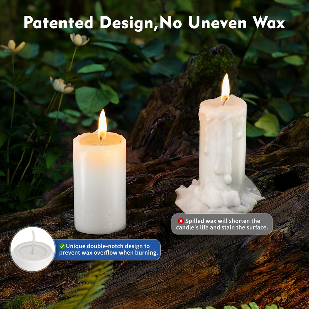 NOMFIX anti-spill wax flat groove design improves combustion and safety.