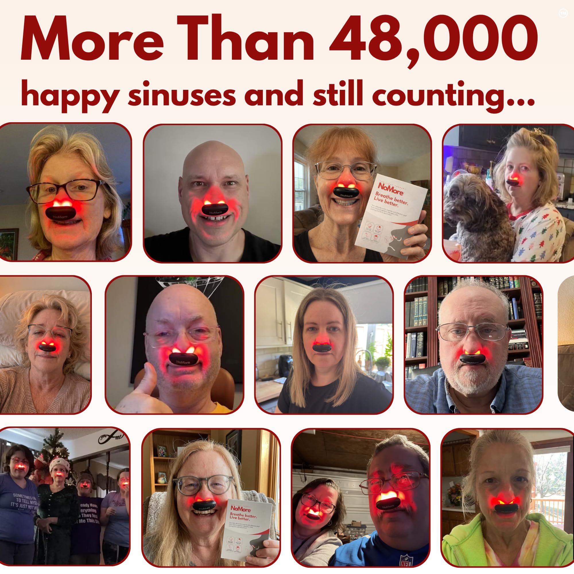 NoMore Original Nose Device demonstrates improved breathing comfort during daily activities.