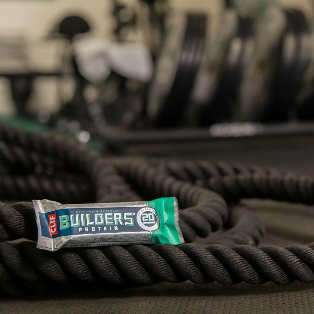 Non-GMO CLIF BUILDERS bar label on packaging.