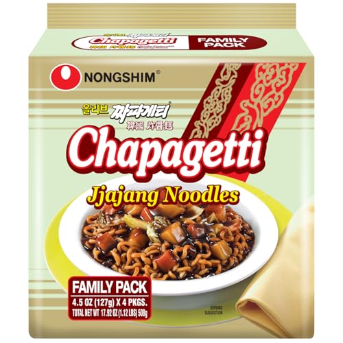 Nongshim Chapagetti 4-pack display offers pantry versatility.