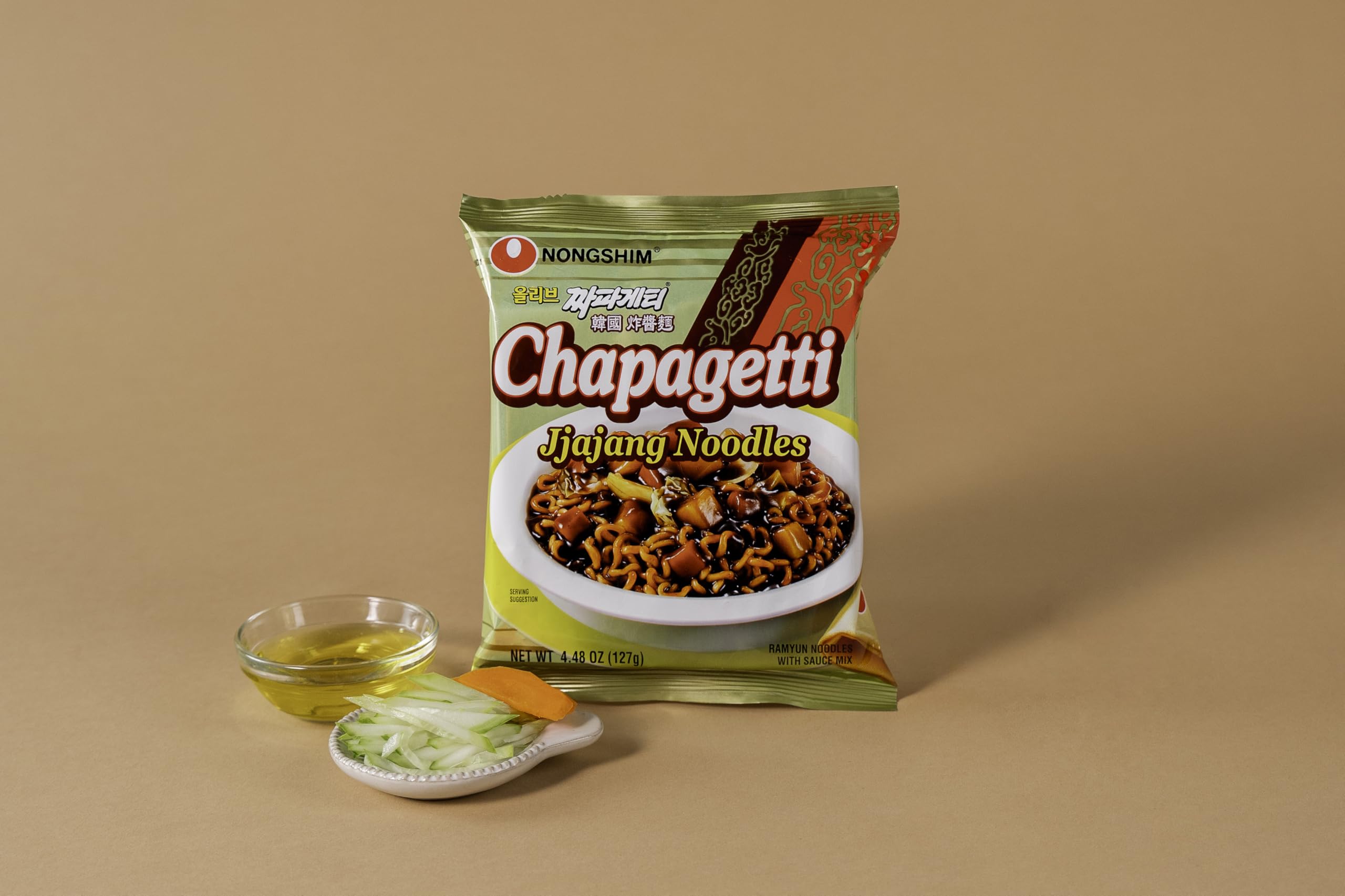 Nongshim Chapagetti microwave-ready pack for fast meals.