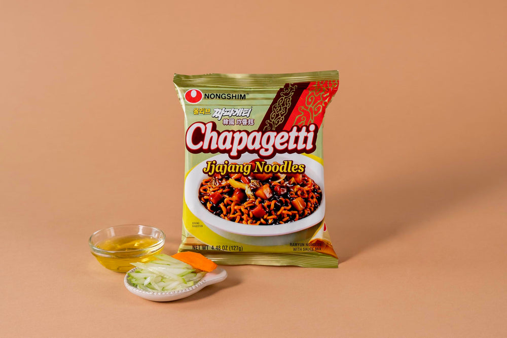 Nongshim Chapagetti microwave-ready pack for fast meals.