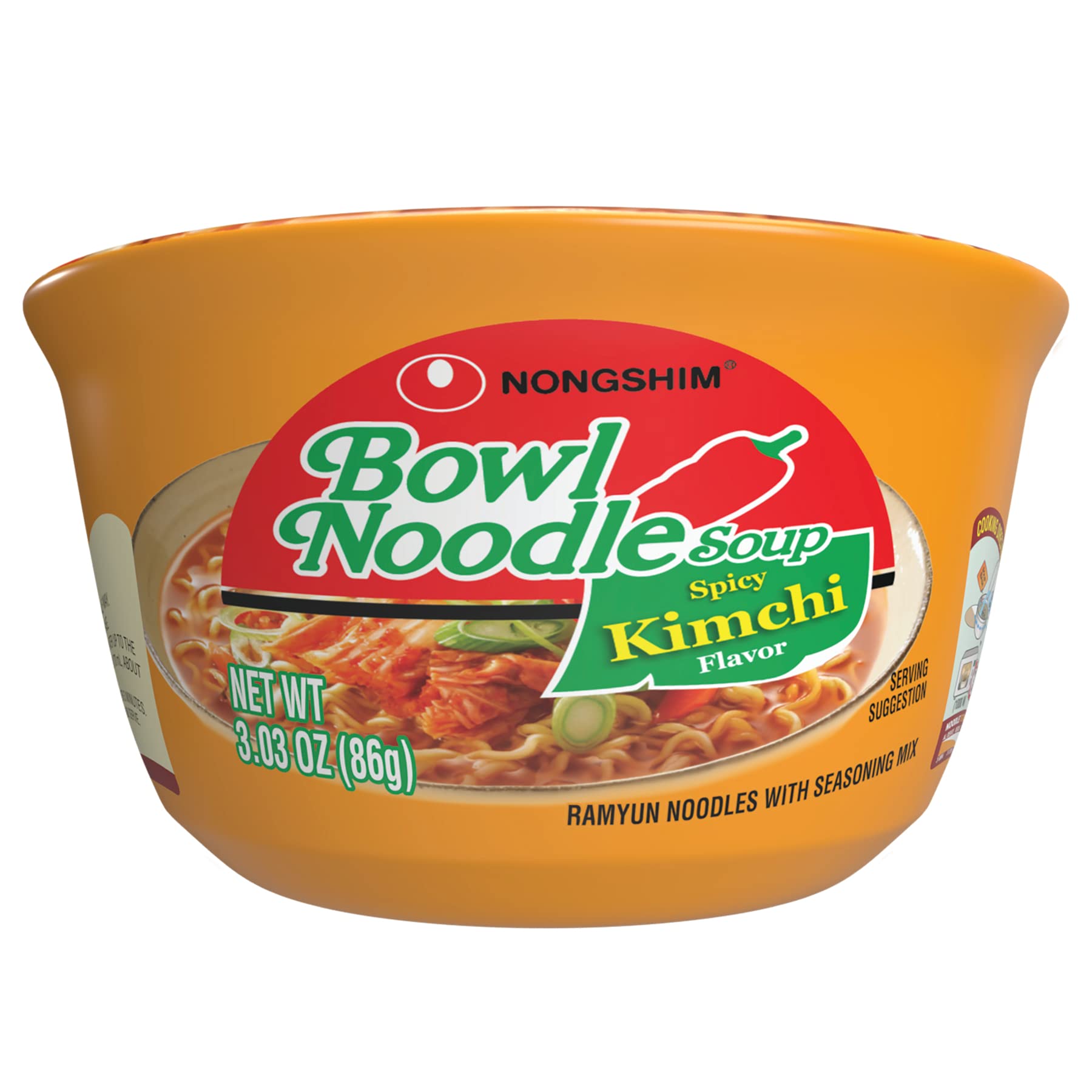 Nongshim Kimchi Bowl front view for a quick flavorful meal