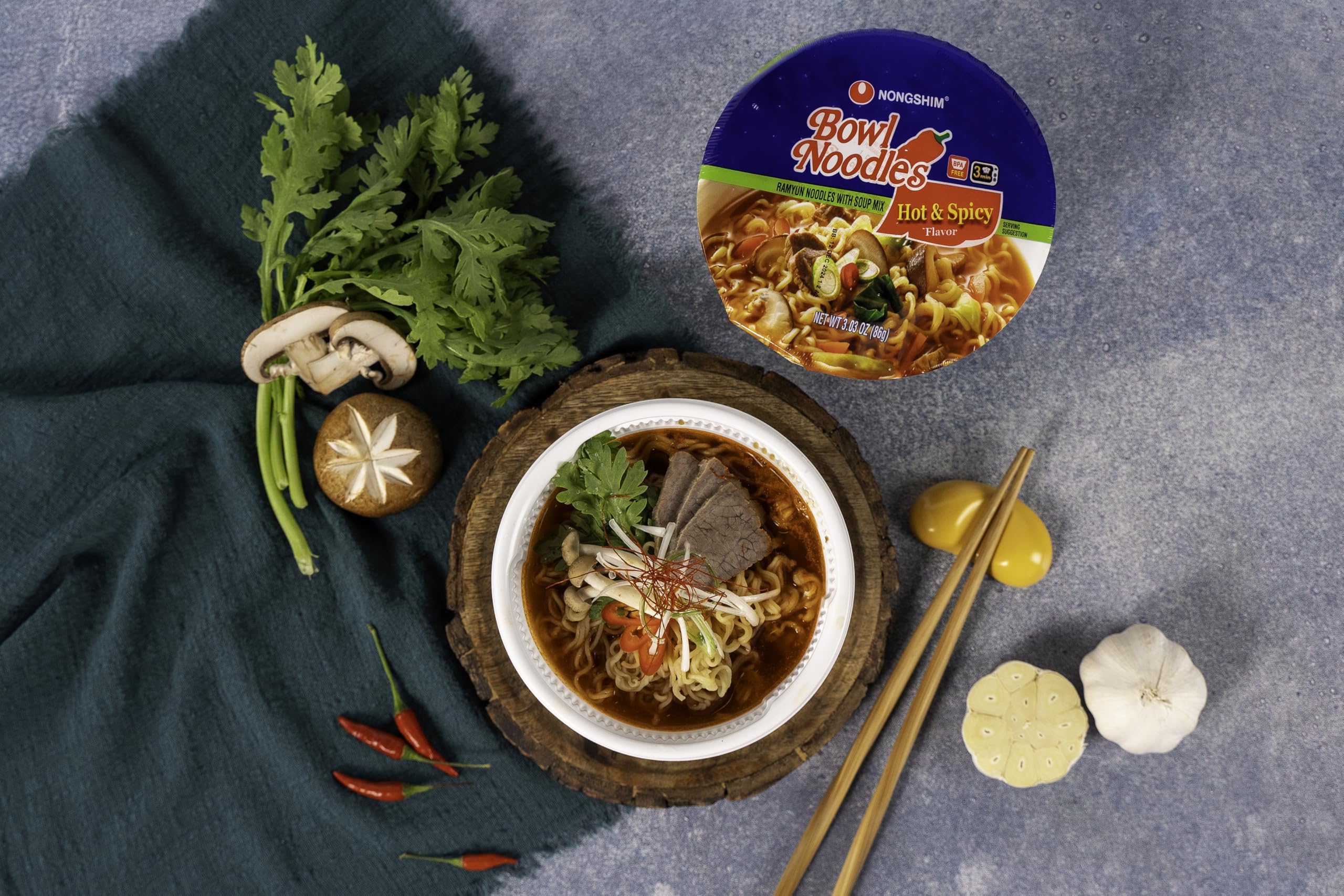 Nongshim ramen ready in minutes, steaming and inviting