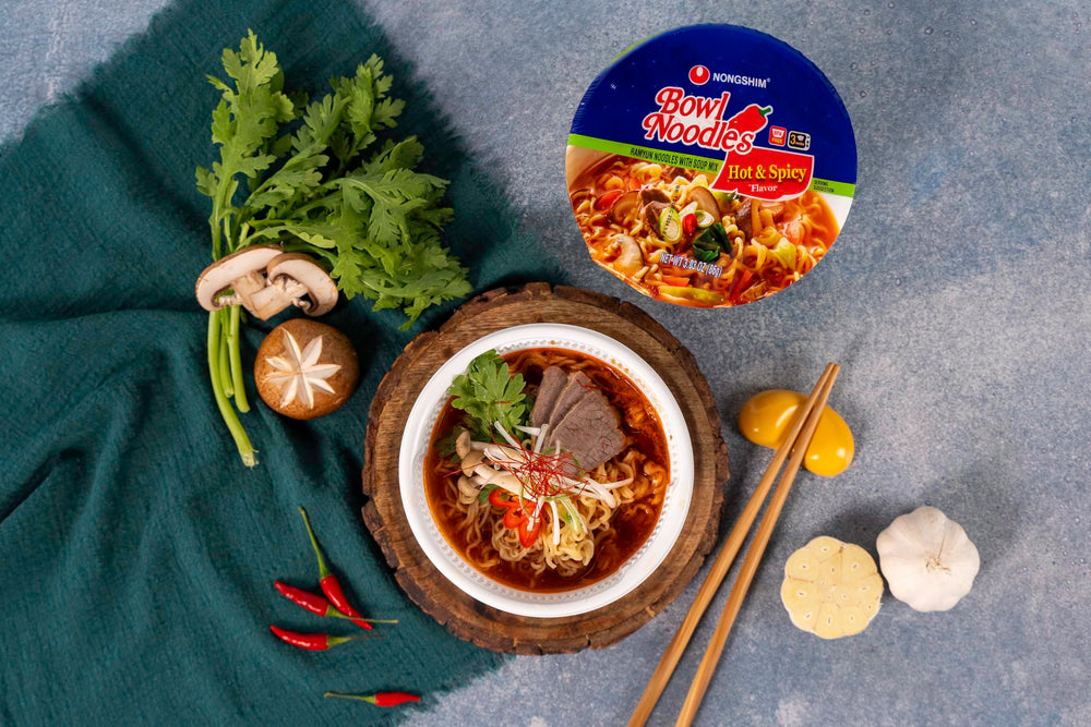 Nongshim ramen ready in minutes, steaming and inviting