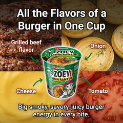 Close-up of Nongshim Shin Ramyun Burger Hero cup.