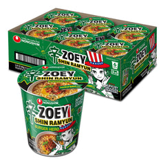 Nongshim Shin Ramyun Burger Hero cup on a desk, ready for office lunch.