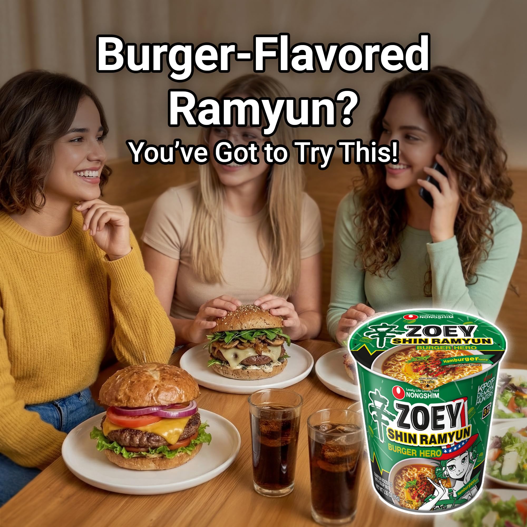 Six-pack Nongshim Shin Ramyun Burger Hero for pantry.