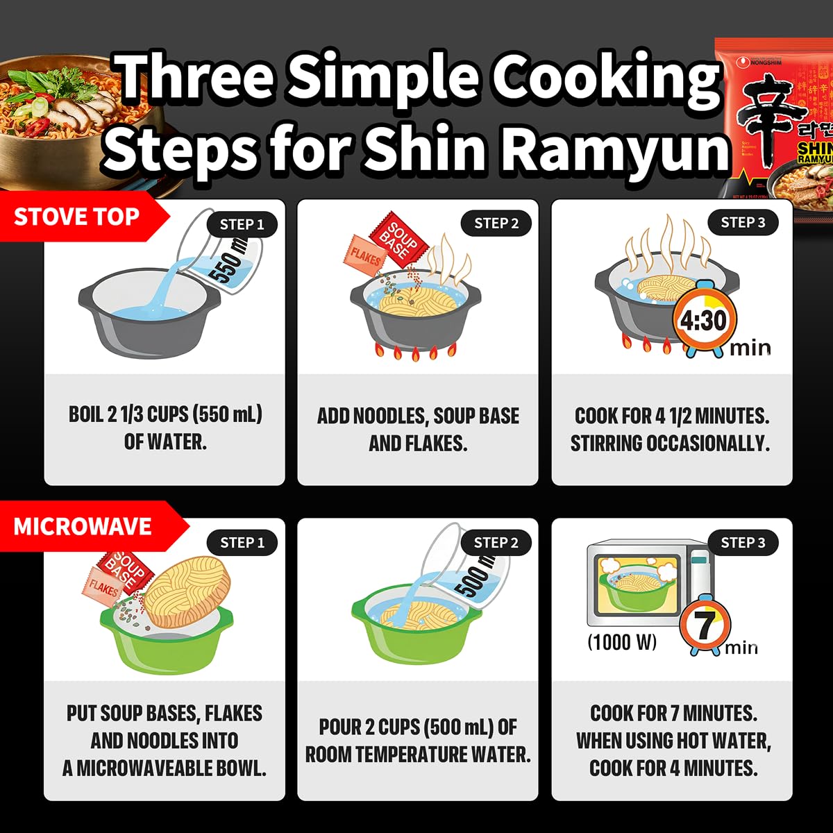 Nongshim Shin Ramyun microwavable pack—convenient heat-and-go ramen for busy evenings.