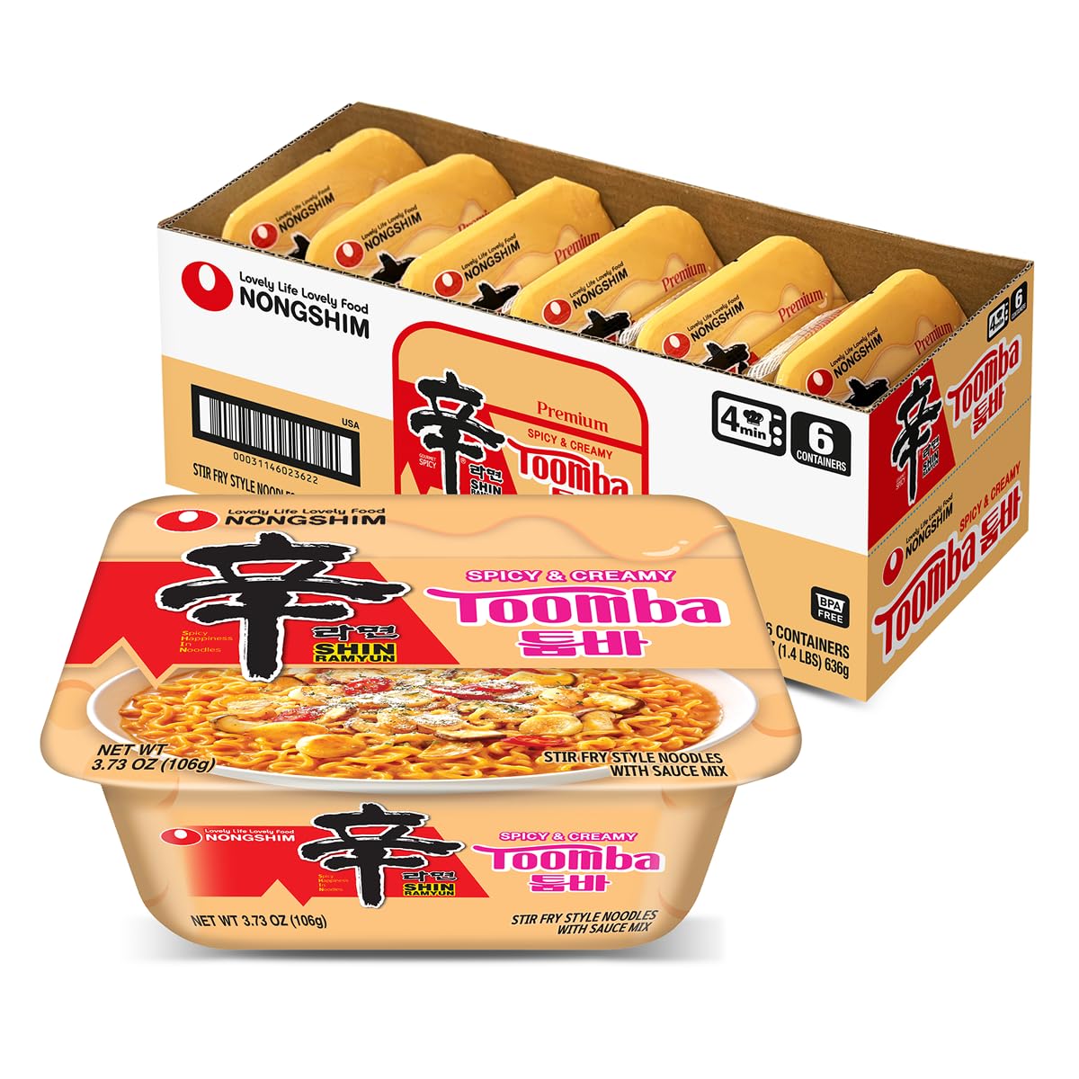 Nongshim Shin Ramyun Toomba bowl showcasing creamy fusion flavor for quick, comforting meals.