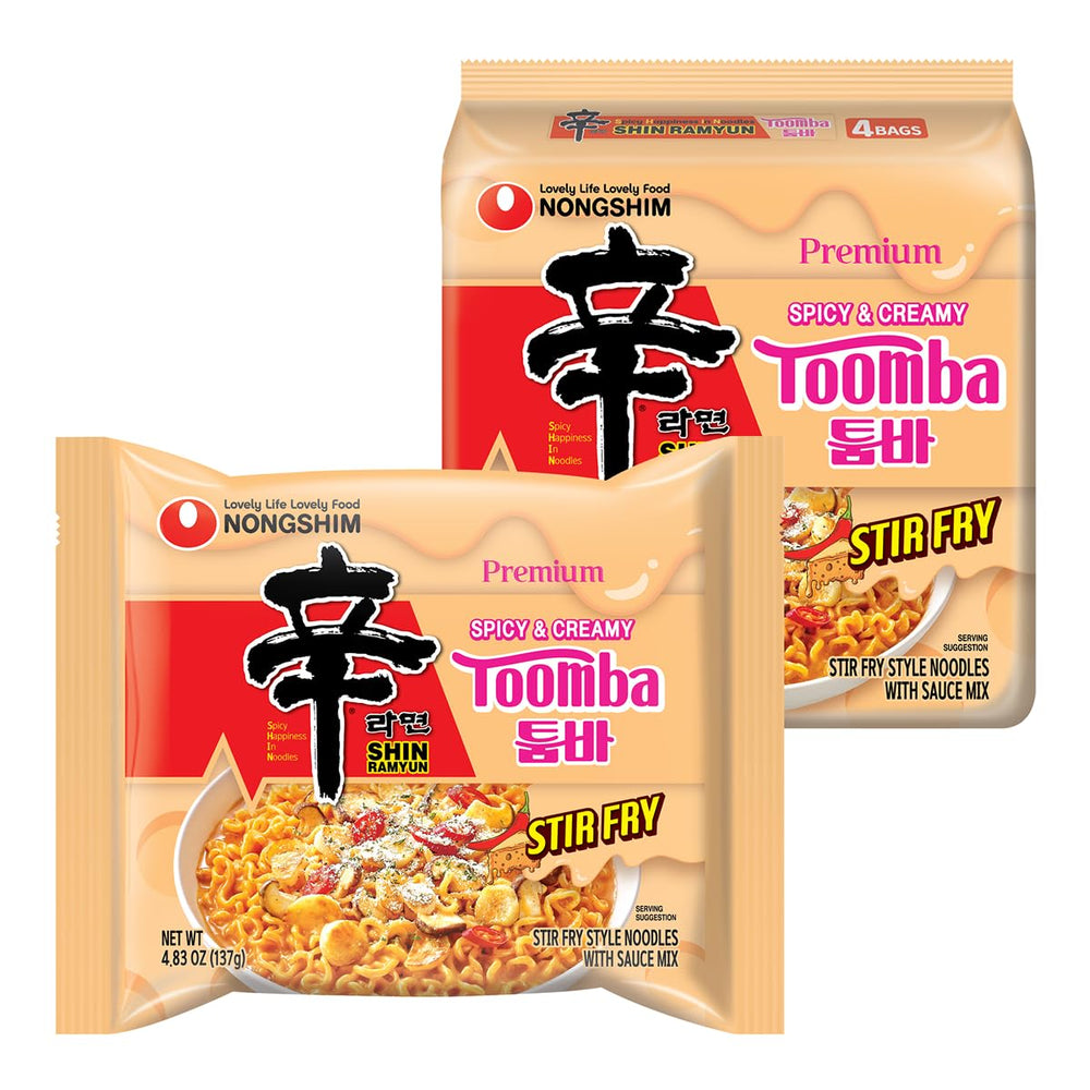 Nongshim Shin Ramyun Toomba noodles pack for bold, creamy fusion dinners.