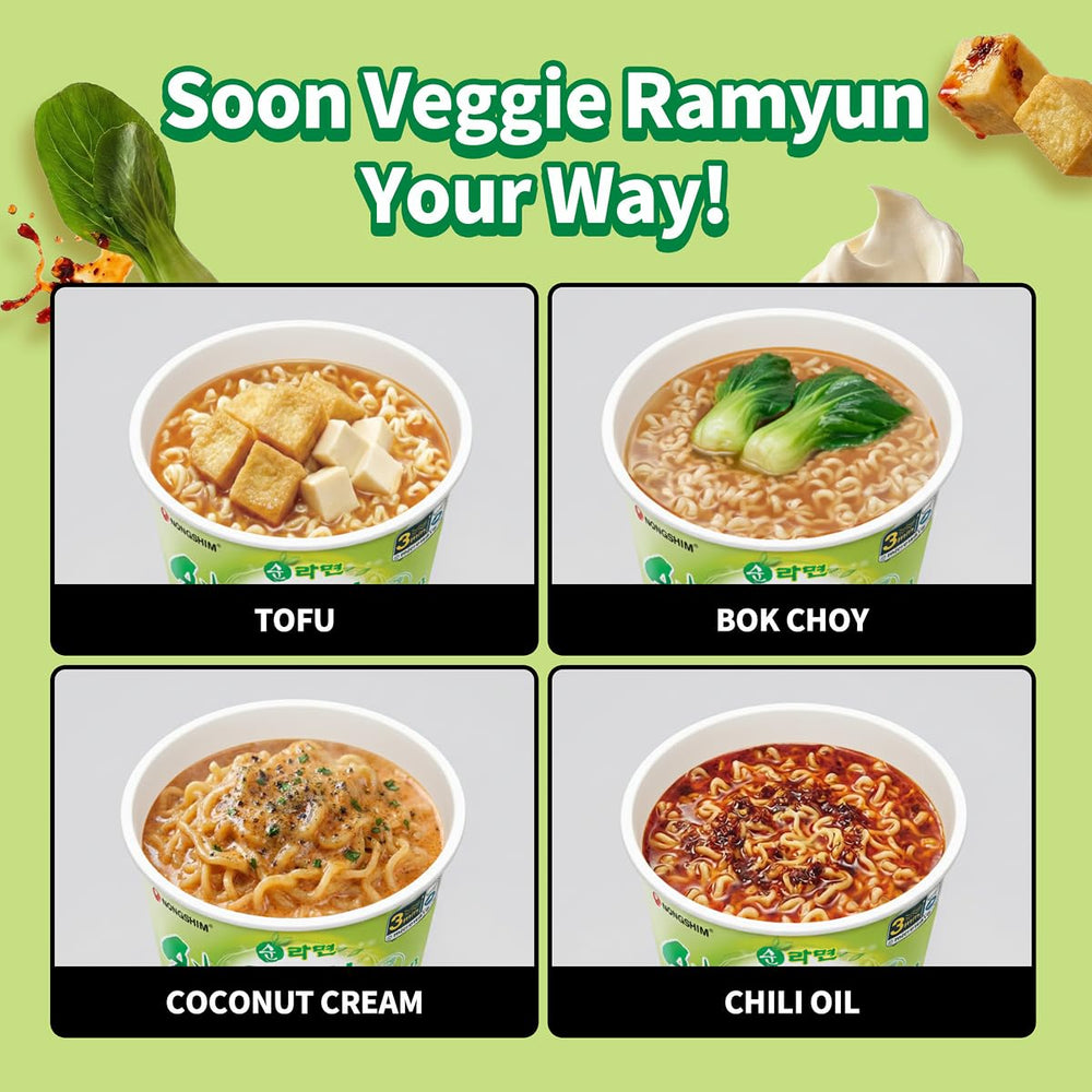 Nongshim Soon Cup Veggie ready-to-serve bowl in moments.